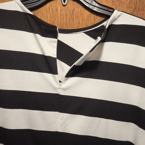 Eloquii Black & White Striped Ruched Midi Dress SzL - Picture 7 of 7
